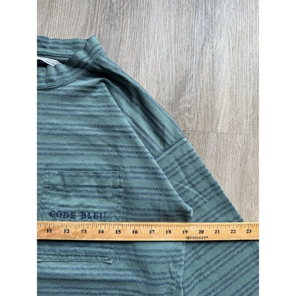 Vintage 90s Code Bleu Jeans Pocket Stripe Shirt Long Sleeve Streetwear Hype Art - Picture 12 of 13